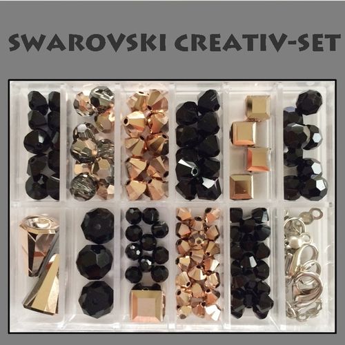 Swarovski-Perlen KREATIV-SET, Rose Gold-Schwarz