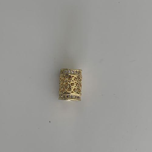 Micro Pave Metall Großlochperlen, Zylinder, 11 x 9 mm
