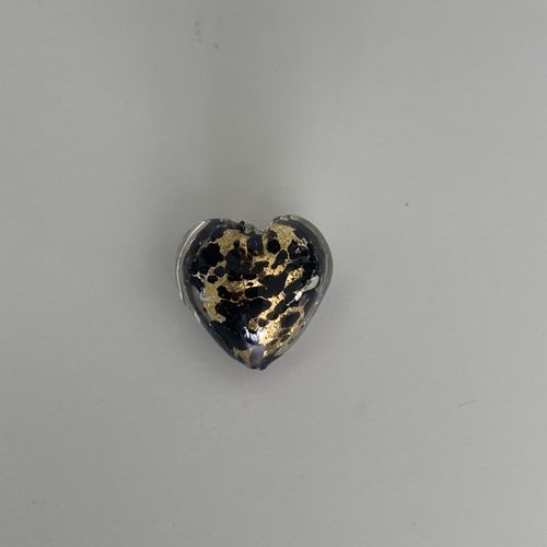 Murano Herz schwarz/gold, 15 mm